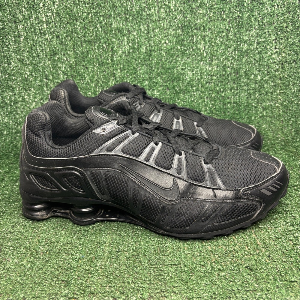 Nike Shox Turbo 3.2 Synthetic Leather Sneaker Running Shoes Triple Black Mens 13